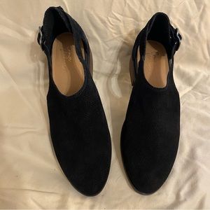 Black suede cutout booties